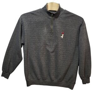 Vintage Big Dogs Mens XL Quarter Zip Sweatshirt Grey Golf Dog Embroidered 90s *‎